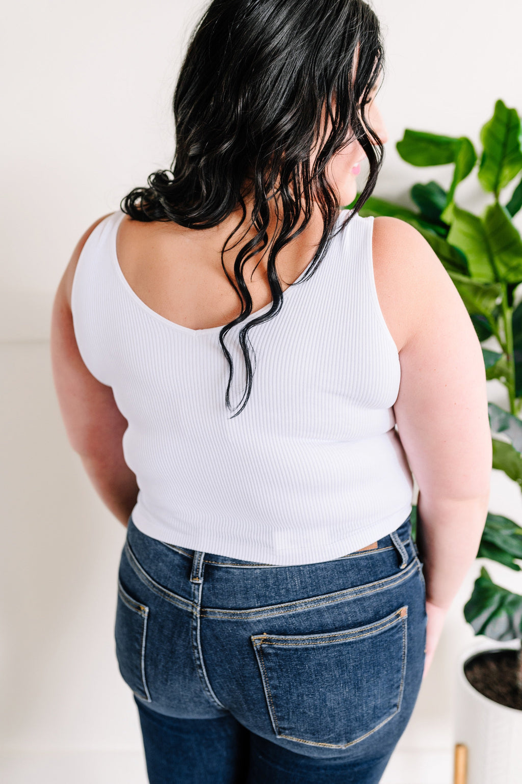 Ribbed Seamless Reversible Top In White