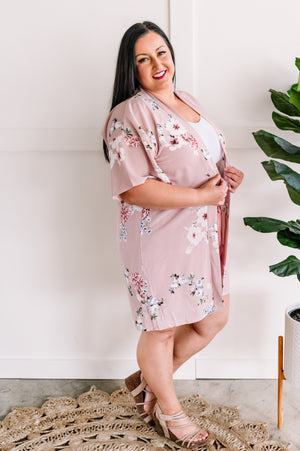 Floral Kimono In Pretty Blush