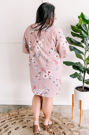 Floral Kimono In Pretty Blush