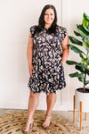 Large Pattern Leopard Print Dress In Black & Taupe